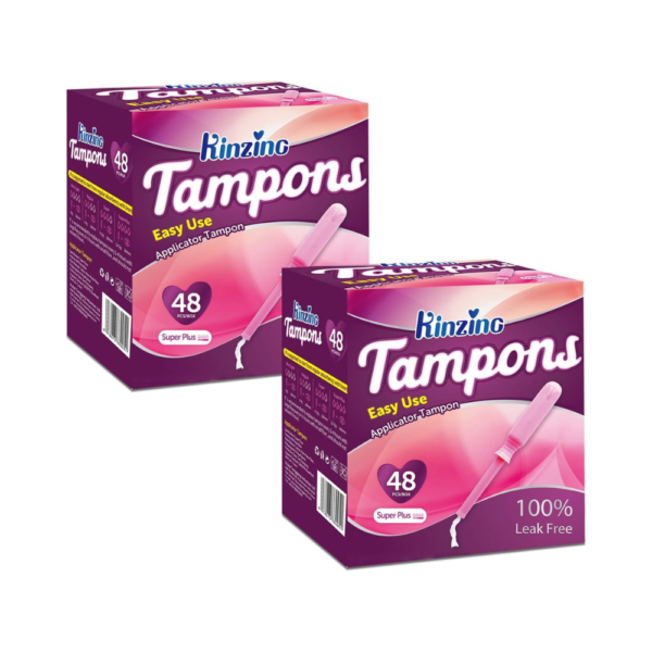 Cotton Tampons with Applicator – Super Plus Absorbency, 96 Count – Leakguard Braid, 100% Cotton Core, Unscented, Dye-Free, Chlorine-Free, Breathable & Hypoallergenic
