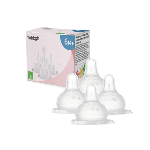 YOHKOH Baby Bottle Nipples for Wide Neck Bottles – 100% Natural Feel Silicone Nipples – Anti-Colic, BPA-Free, Soft & Breast-like – Multiple Flow Sizes