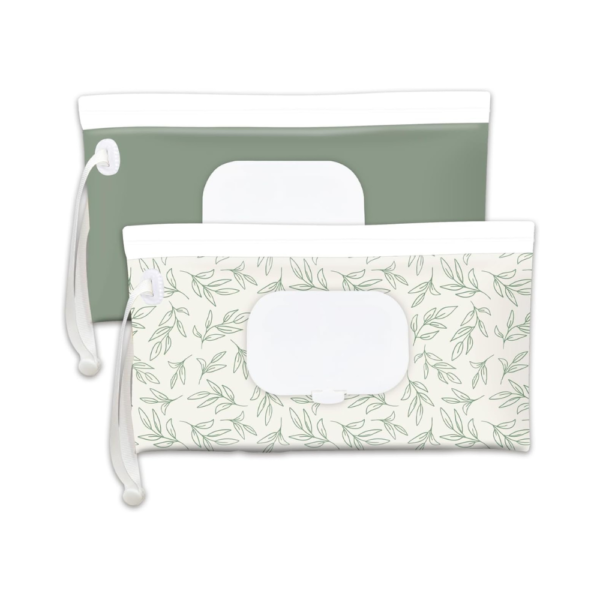 Portable Baby Wipes Dispenser – Refillable Wet Wipe Holder for Travel, Outdoor & Hiking – On-the-Go Wipe Pouch – Leak-Proof, Reusable Baby Wipes Container – Sage