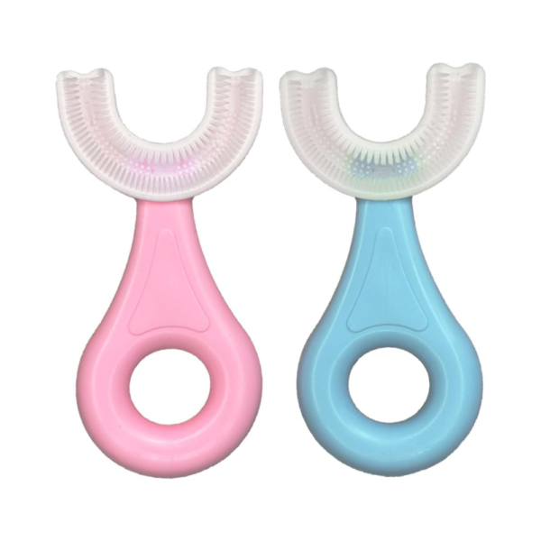 U-Shaped Kids Toothbrush (2-Pack), 360° Whole Mouth Design for Ages 2-6, Soft Food-Grade Silicone Bristles, Manual Toothbrush for Toddlers & Young Children
