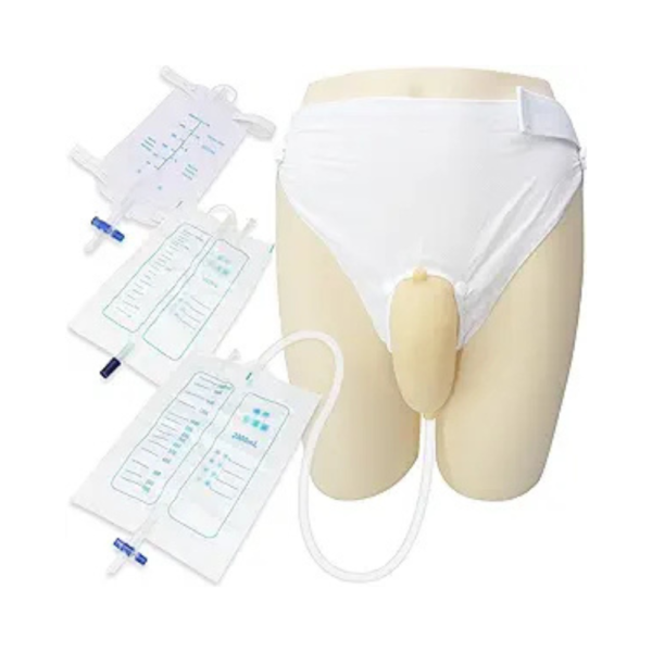 Condom Catheter Urine Collection System for Men – Portable, Reusable Wearable Urinal with 3 External Drainage Bags (2000ml, 1000ml, 500ml) – Comfortable Latex Catheter for Elderly, Incontinence, Travel