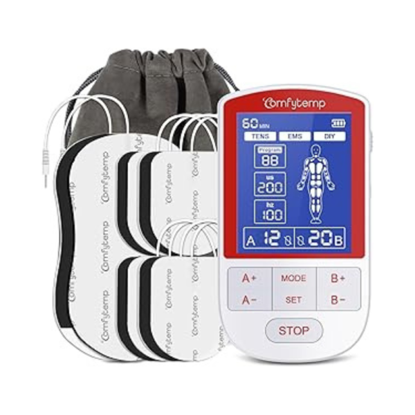 Comfytemp TENS Unit Muscle Stimulator for Pain Relief Therapy – Dual Channel TENS EMS Machine with 20 Modes & DIY Settings – Rechargeable Electric Pulse Massager for Back, Knee, Shoulder – FSA/HSA Eligible