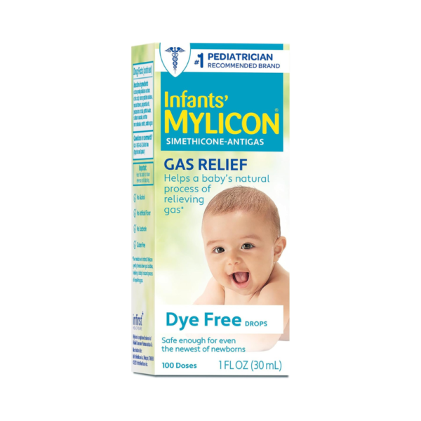 MYLICON Infants Gas Relief Drops – Dye-Free Formula for Babies – #1 Pediatrician Recommended – Safe for Newborns – 1 fl oz (100 Doses) with Dosing Syringe