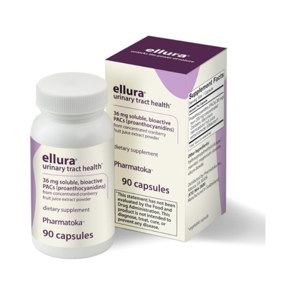 ellura 36mg PACs – Clinically Proven Cranberry Extract for UTI Support & Urinary Tract Health – 100% Concentrated Fruit Juice Extract – 90 Capsules