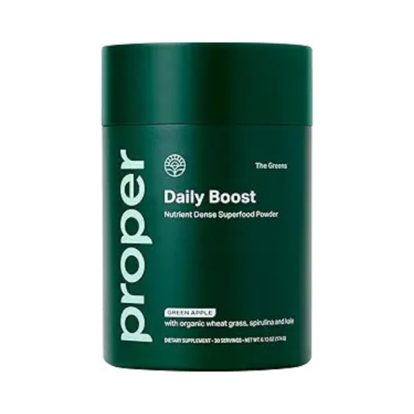 Proper The Greens Daily Boost – Organic Superfood Greens Powder with Wheatgrass, Spirulina, Chlorella & Probiotics – Apple Flavor Veggie Drink for Energy, Digestion & Immunity – 30 Servings