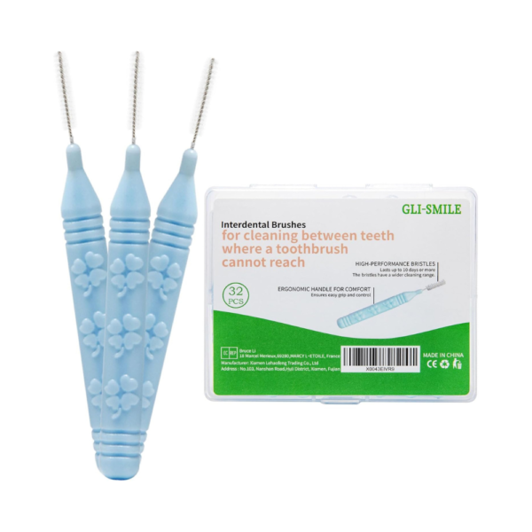 Slim Interdental Brushes – 32pcs Orthodontic Flossers for Braces, Implants & Crowns – 0.7–0.8mm Medium/Large Gaps – Deep Cleaning Oral Hygiene Tool