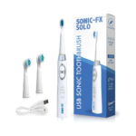 Solo USB Rechargeable Compact Design 3 Brushing Modes Toothbrush with Smart Timer for Adults and Kids | Electric 3 Brush Heads Travel Toothbrush Includes Replacement of Heads, White