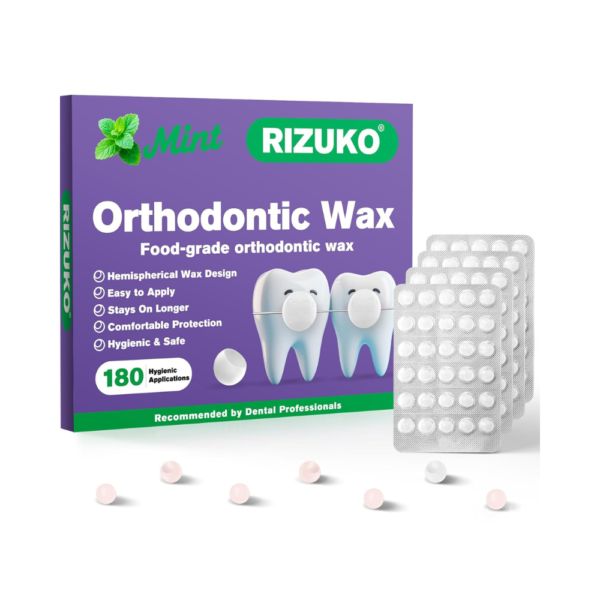 Orthodontic Wax for Braces – 180 Individually Wrapped Dental Wax Dots | Hygienic, Mint-Flavored Relief for Brackets, Wires & Orthodontic Appliances