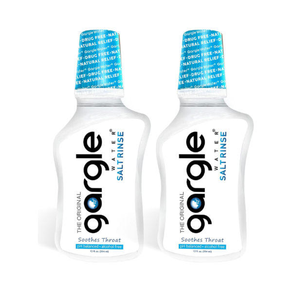 Gargle Water Salt Rinse Mouthwash, 12 fl oz (2 Pack) – Natural Saline Oral Rinse for Dry, Irritated, or Sore Throat – pH-Balanced, Alcohol-Free, Dye-Free, USP-Grade Ingredients