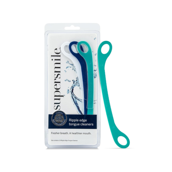 Supersmile Ripple Edge Tongue Cleaner – Ergonomic Reusable Tongue Scraper for Fresh Breath & Oral Hygiene – 3 Count