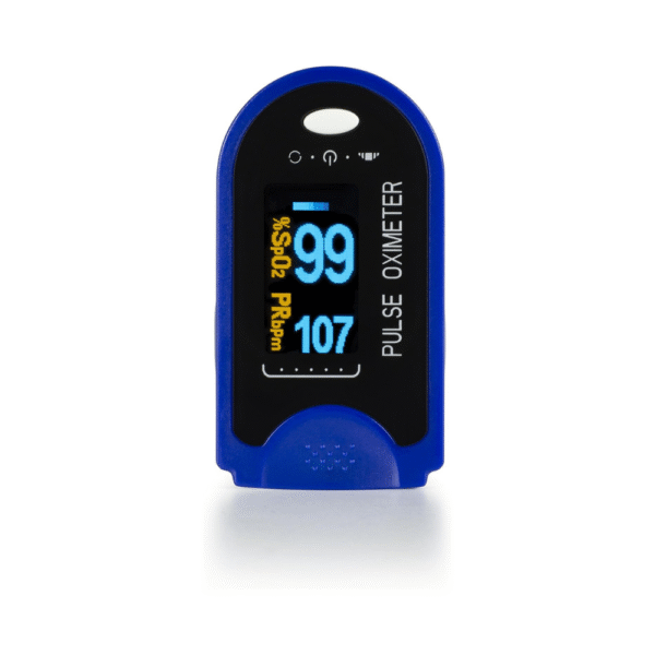 AccuMed Fingertip Pulse Oximeter SpO2 Blood Oxygen Monitor with LED Display, Portable Oxygen & Pulse Rate Reader with Case, Lanyard & Batteries CMS-50D (Blue)