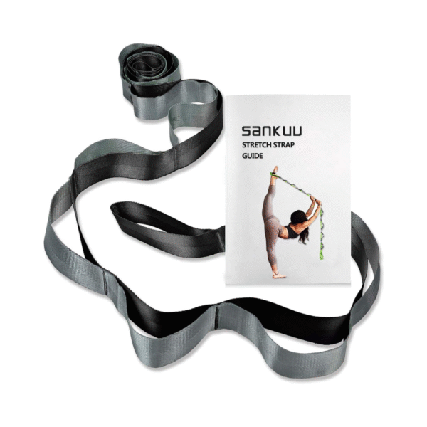 SANKUU Yoga Strap with 12 Loops & Workout Poster, 8FT Stretching Strap for Flexibility, Physical Therapy, Pilates & Gymnastics for Men & Women